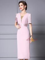 Pink Beading Mother of the Bride Dress