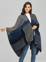 Jacquard Split Thick Warm Cloak Shawl
