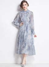 Retro Shirt Collar Slim Dress