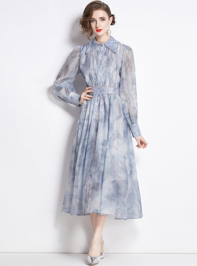 Retro Shirt Collar Slim Dress