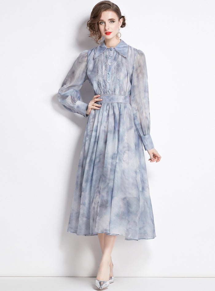 Retro Shirt Collar Slim Dress