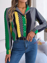 Contrast Polka-dot Long Sleeve Shirt