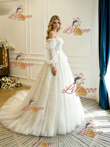 Vintage Long Sleeve Tulle Lace Wedding Dress