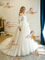 Vintage Long Sleeve Tulle Lace Wedding Dress