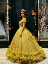 Green Tulle Strapless Beading Quinceanera Dress