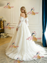 Vintage Long Sleeve Tulle Lace Wedding Dress
