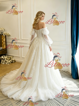 Vintage Long Sleeve Tulle Lace Wedding Dress