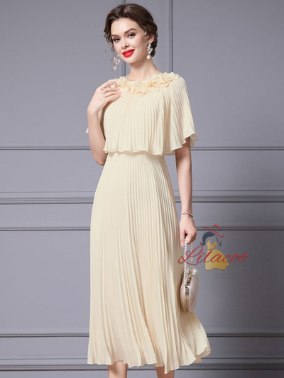 Champagne Chiffon Flower Mother Of The Bride Dress