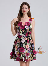 Slim Embroidered Flower Dress