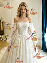 Vintage Long Sleeve Tulle Lace Wedding Dress