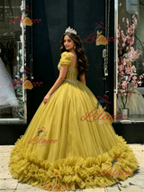 Green Tulle Strapless Beading Quinceanera Dress