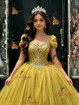 Green Tulle Strapless Beading Quinceanera Dress