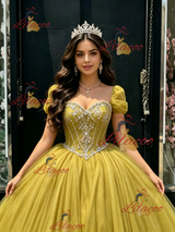 Green Tulle Strapless Beading Quinceanera Dress