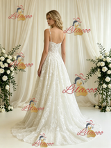 A-line Lace Spaghetti Straps Wedding Dress