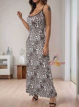 V-neck Sexy Suspender Leopard Dress