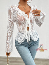Sexy Slim Long Sleeve Lace Top