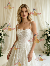 A-line Lace Spaghetti Straps Wedding Dress
