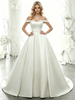 White Satin Off the Shoulder Wedding Dress