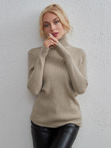 Solid Color Fashion High Neck Sweater