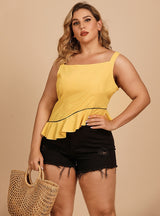 Solid Color Loose Ruffled Top