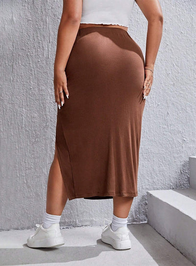 Sexy Split Elastic Waist Elastic Skirt