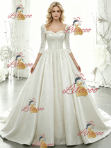 White Short Sleeve Sequins Wedding Dres