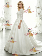 White Short Sleeve Sequins Wedding Dres