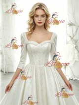 White Short Sleeve Sequins Wedding Dres