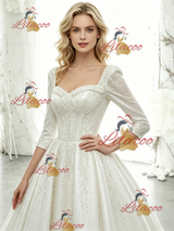 White Short Sleeve Sequins Wedding Dres