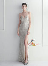 Mermaid Sequins Spaghetti Straps Prom Dress