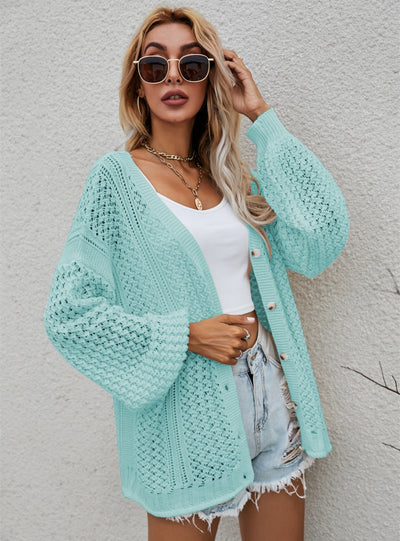 Hollow Knit Cardigan Loose Sweater