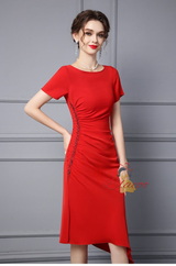 Red Beading Pleats Mother Of The Bride Dress