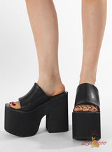 Ultra-high Heel Rivet Thick Heel Slippers