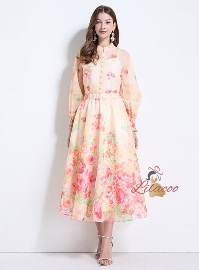 Palace Printed Breasted Slim Dress