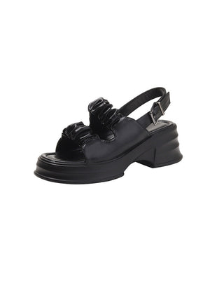 Thick Soles Raised Pleats Roman Sandals