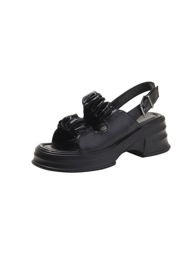 Thick Soles Raised Pleats Roman Sandals