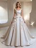 Ivory Satin Straps Sleeveless Wedding Dress