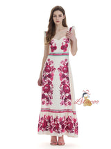 Lotus Leaf Retro National Print Sleeveless Dress