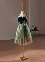 Green Tulle Sequins Straps Homecoming Dress