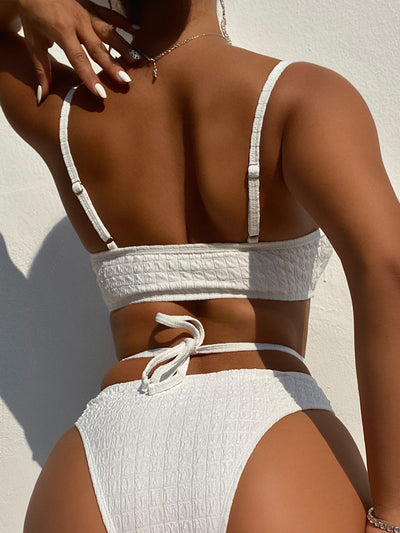Sexy White Solid Color Bikini