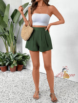 High Waist Wide Legs Casual Pocket Shorts
