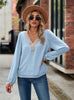 Jacquard Chiffon Long-sleeved Loose V-neck Top