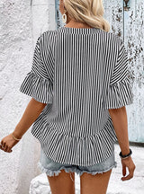 Irregular Striped Flounces Shirt