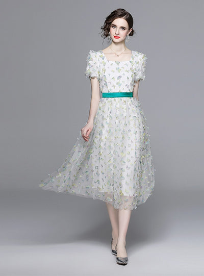 Bubble Sleeve Butterfly Dress