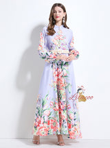 Women Long Sleeve Print Party Dress