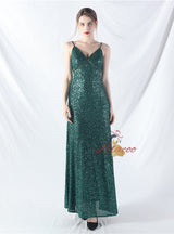 A-Line Sequins Spaghetti Straps Prom Dress