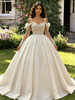 Ivory Long Sleeve Straps Appliques Quinceanera Dress
