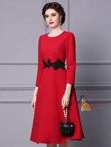Red Long Sleeve Beading Mother Of The Bride Dress