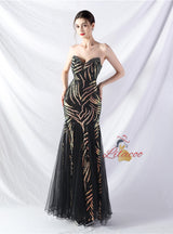 Mermaid Strapless Sequins Prom Dress