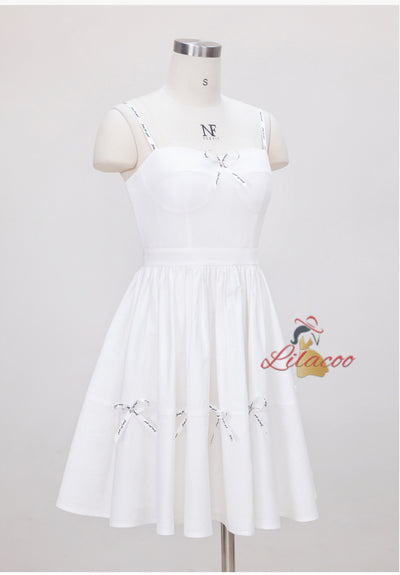 Slim Short Sling Bow Short Dress